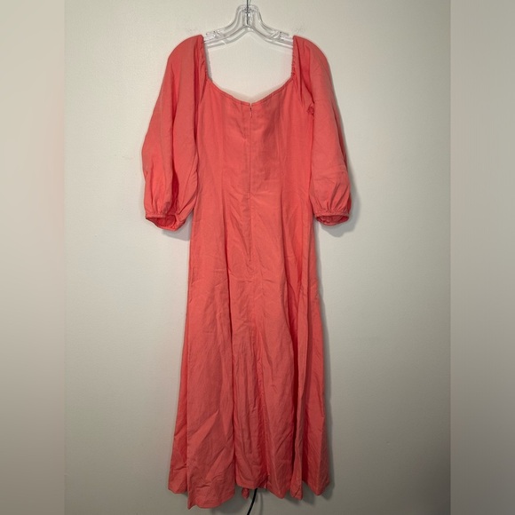 Mara Hoffman Mika Pink Linen Puff Sleeve Button Down Boho Picnic Maxi Dress 4 - Picture 5 of 8